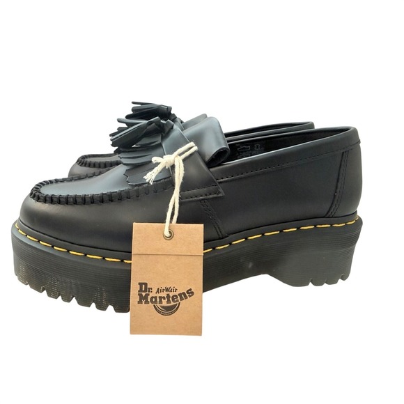 Dr. Martens Adrian Quad Tassel Loafer Black Leather Platform US W8 M7 - Picture 4 of 9